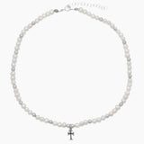 Freshwater Pearl Cross Charm Necklace