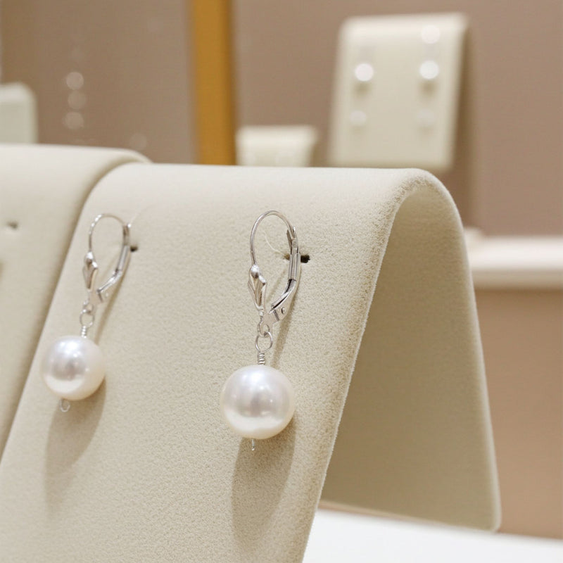Freshwater Pearl Lever Earrings on Earring Card