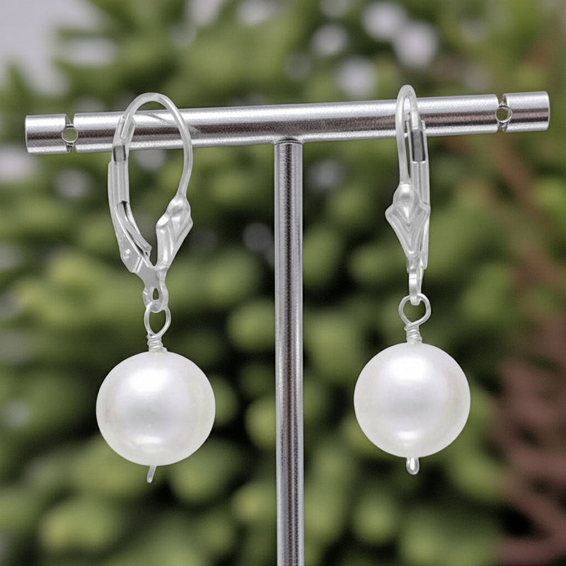 Freshwater Pearl Lever Earrings on Tbar Display