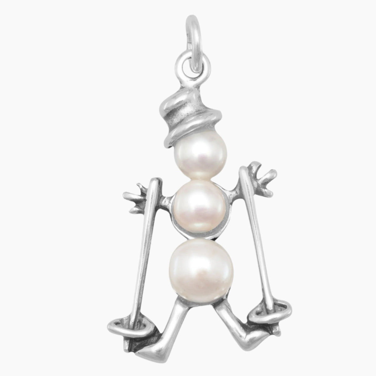 Freshwater Pearl Skiing Snowman Charm