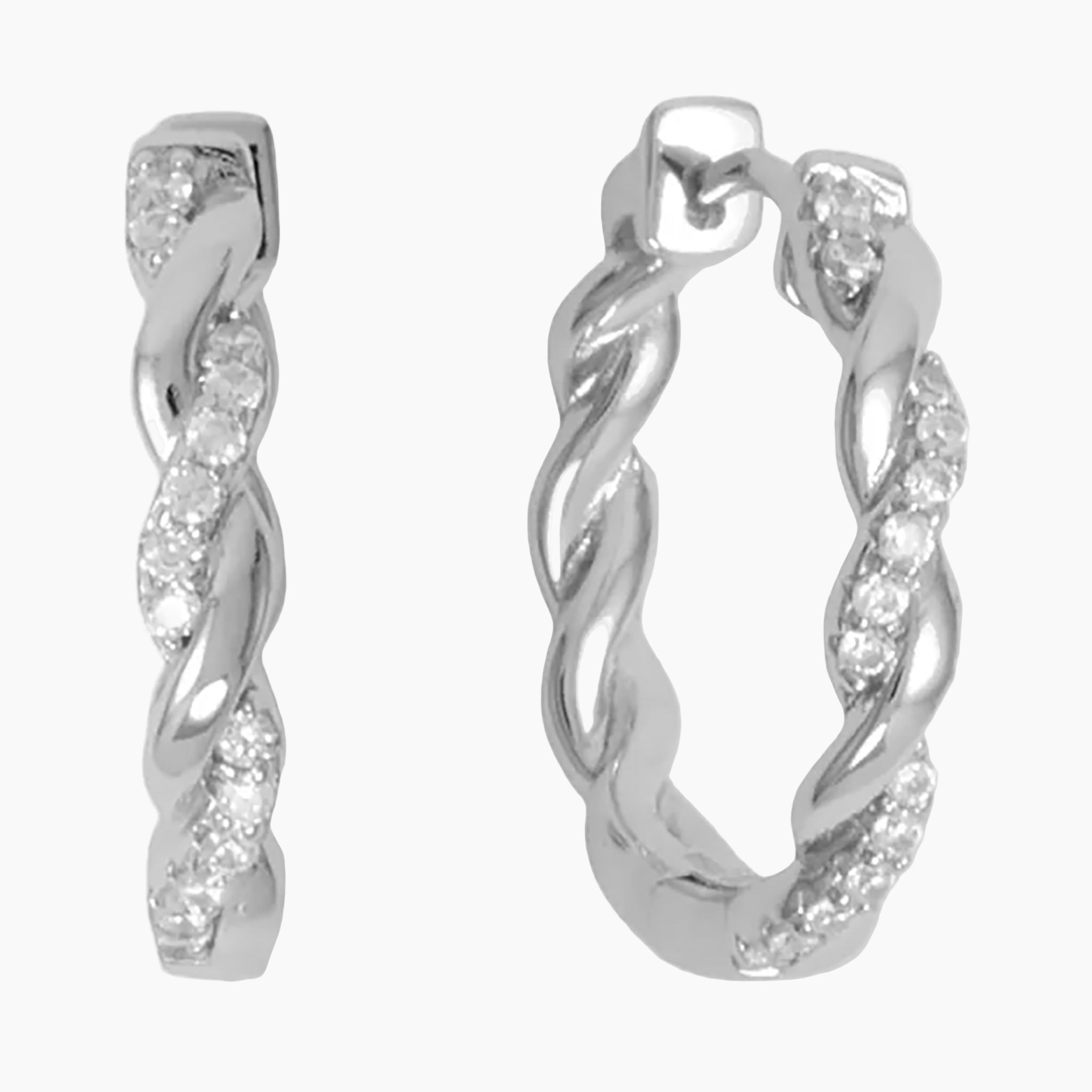 Full Twist Zirconia Accent Hoop Earrings