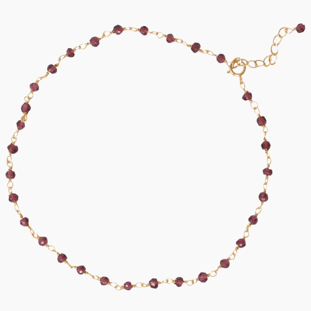 Garnet Bead Gold Anklet