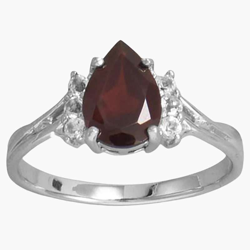Garnet with White Topaz Ring