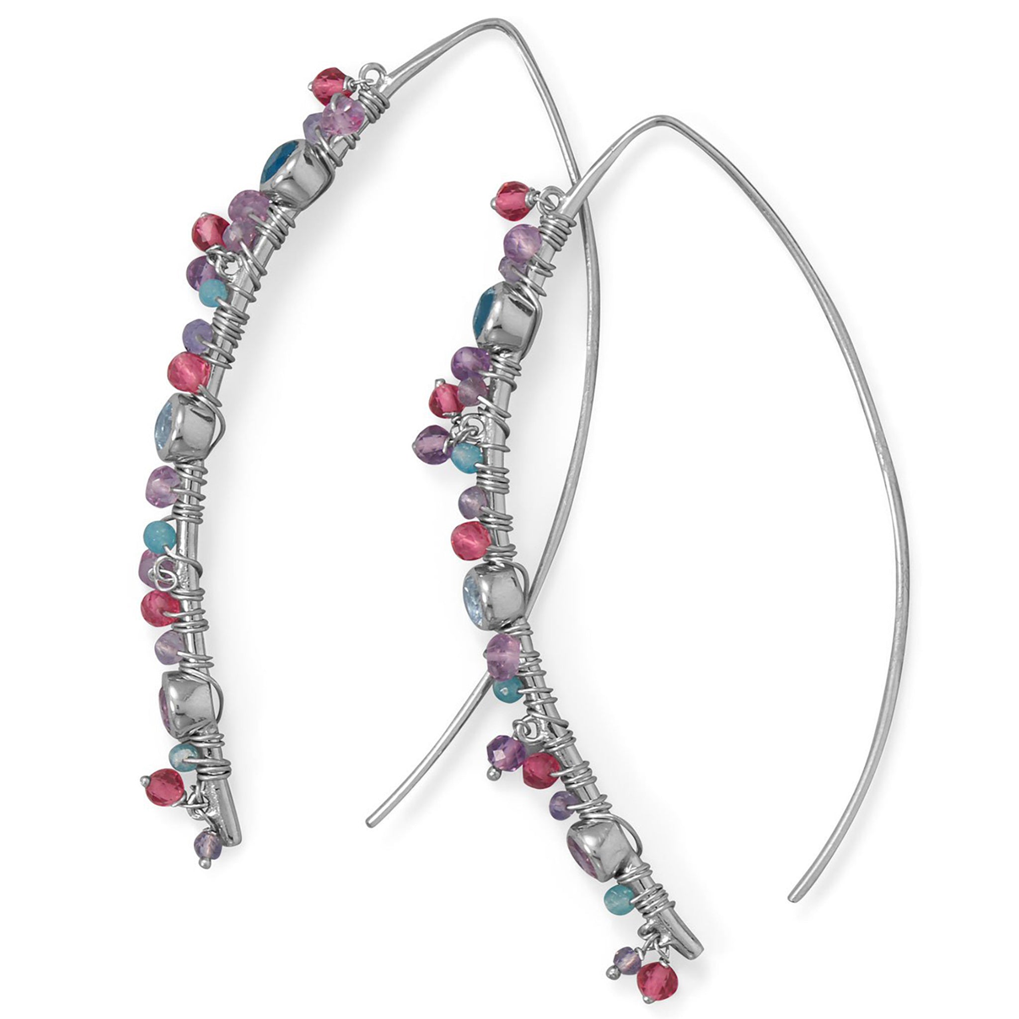 Gemstone Bead Threader Earrings Side View