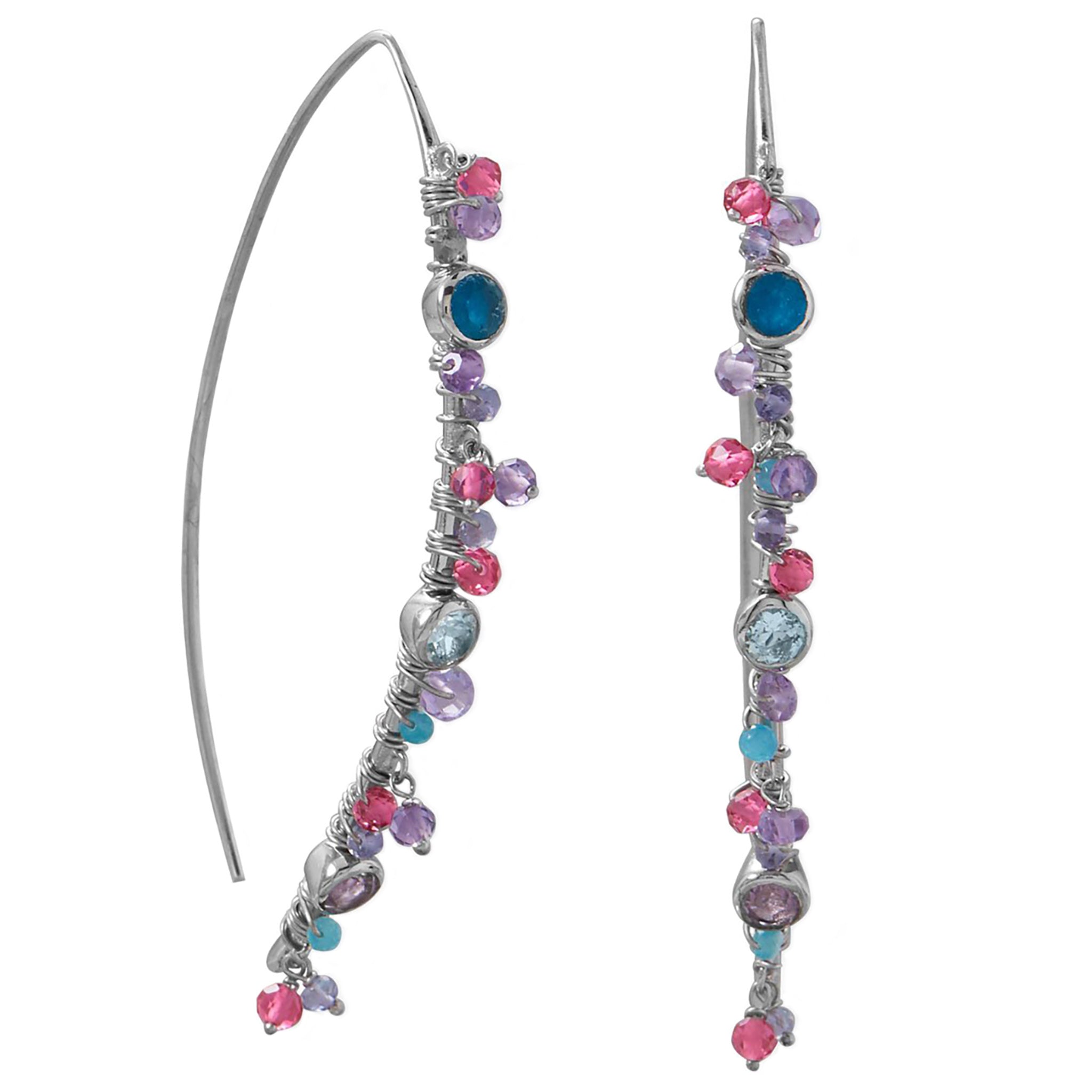 Gemstone Bead Threader Earrings