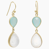 Green Chalcedony and White Druzy Earrings