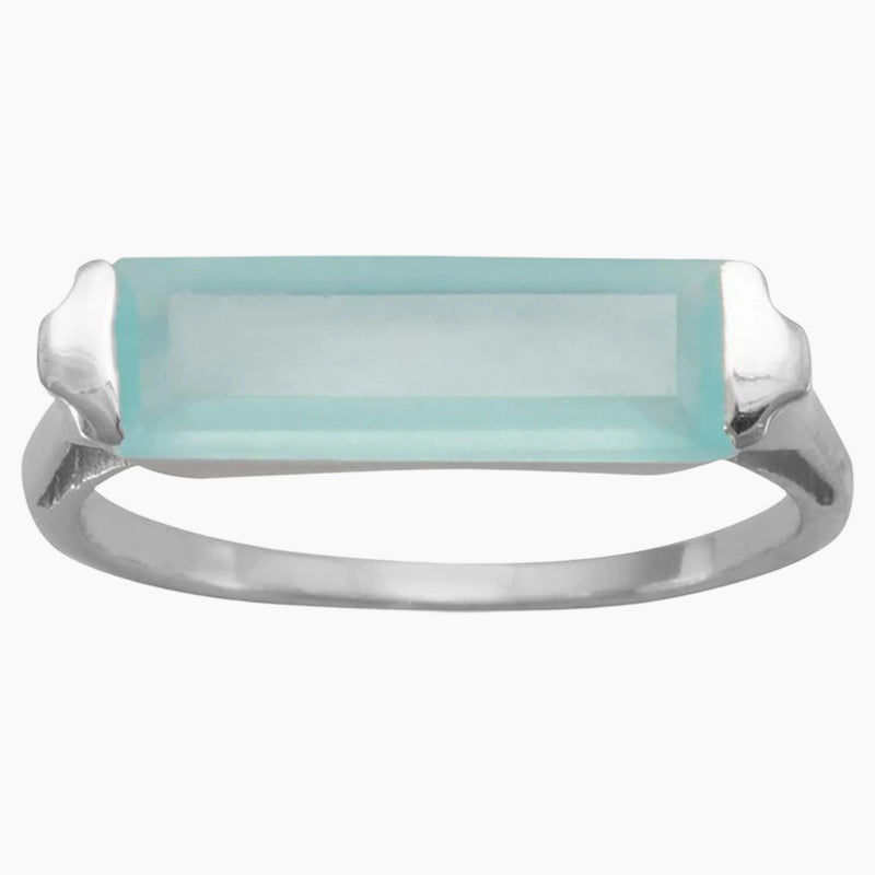 Green Chalcedony Bar Ring