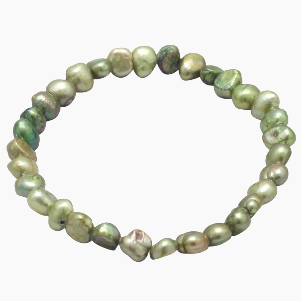 Green Freshwater Pearl Stretch Bracelet
