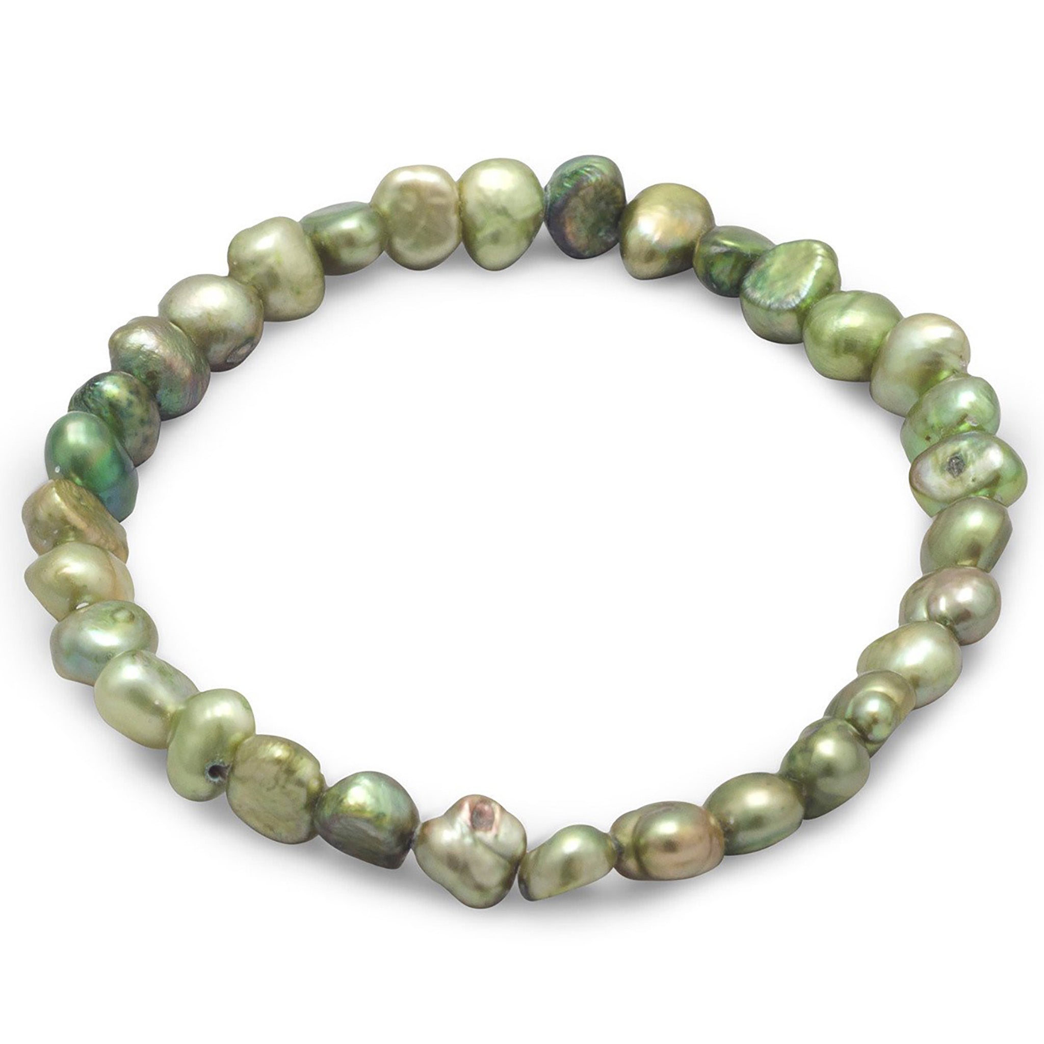 Green Freshwater Pearl Stretch Bracelet