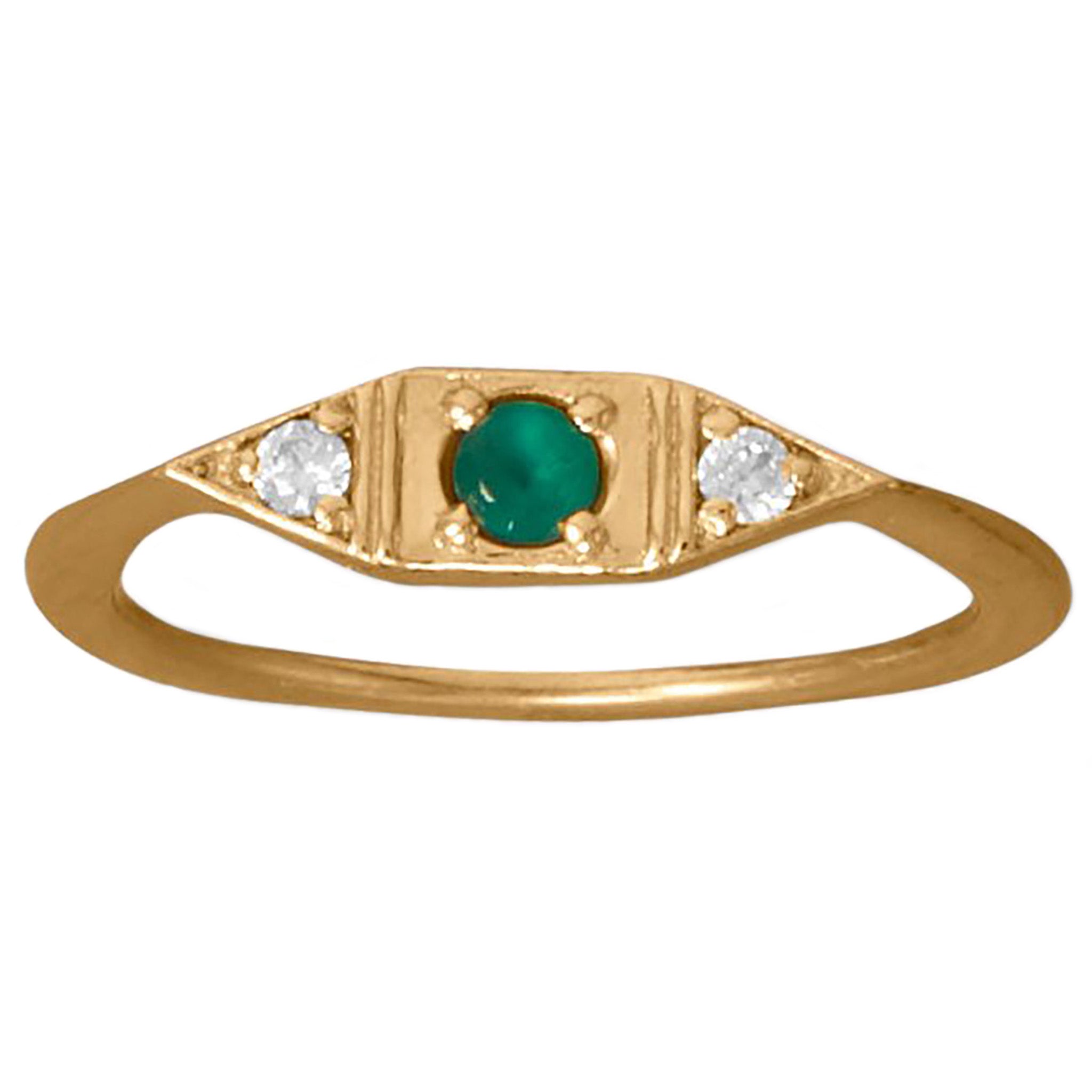 Green Onyx Flat Band Ring