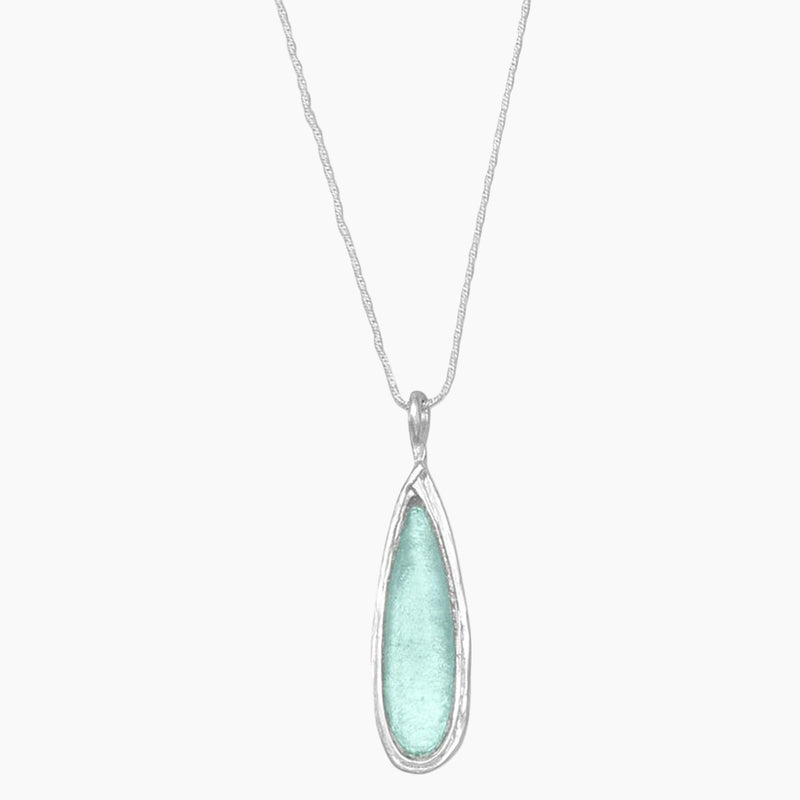 Green Roman Glass Polished Frame Necklace