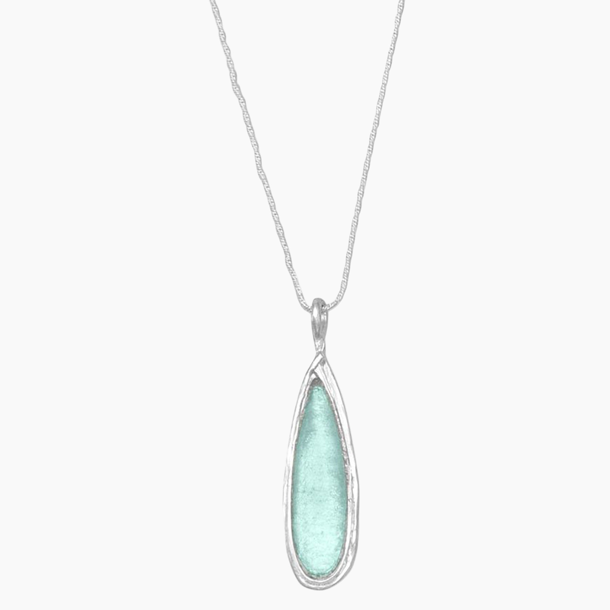 Green Roman Glass Polished Frame Necklace