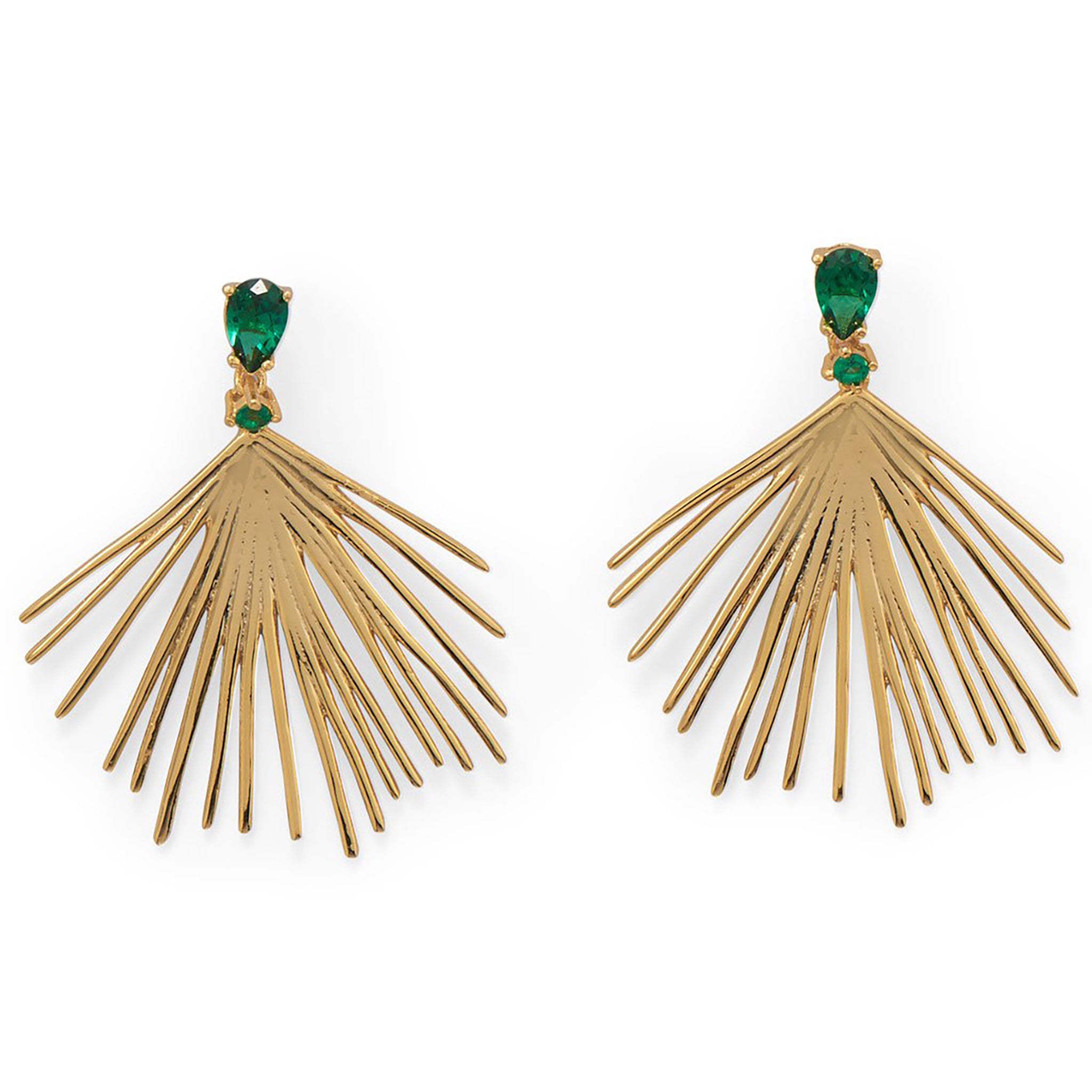 Green Zirconia Fan Design Earrings