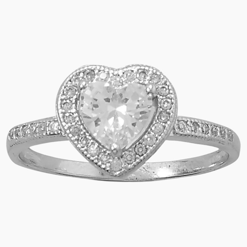 Halo Edge Heart Shape Zirconia Ring