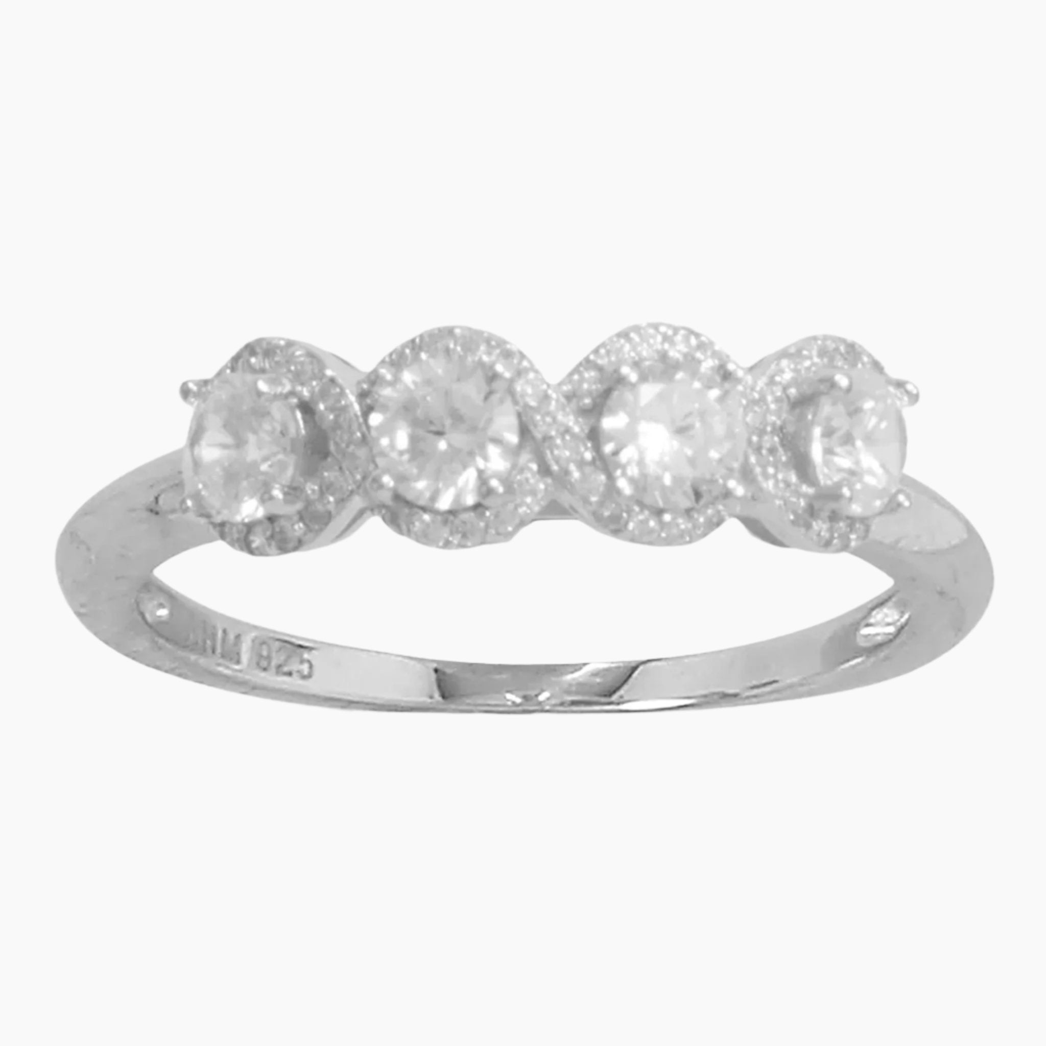 Halo Wrapped Multi Zirconia Ring