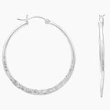 Hammered 34mm Silver Hoop Earrings