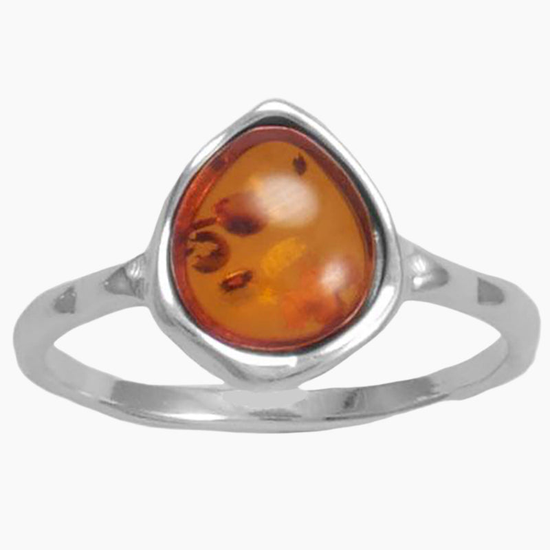 Hammered Baltic Amber Ring