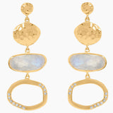Hammered Disk Moonstone Earrings