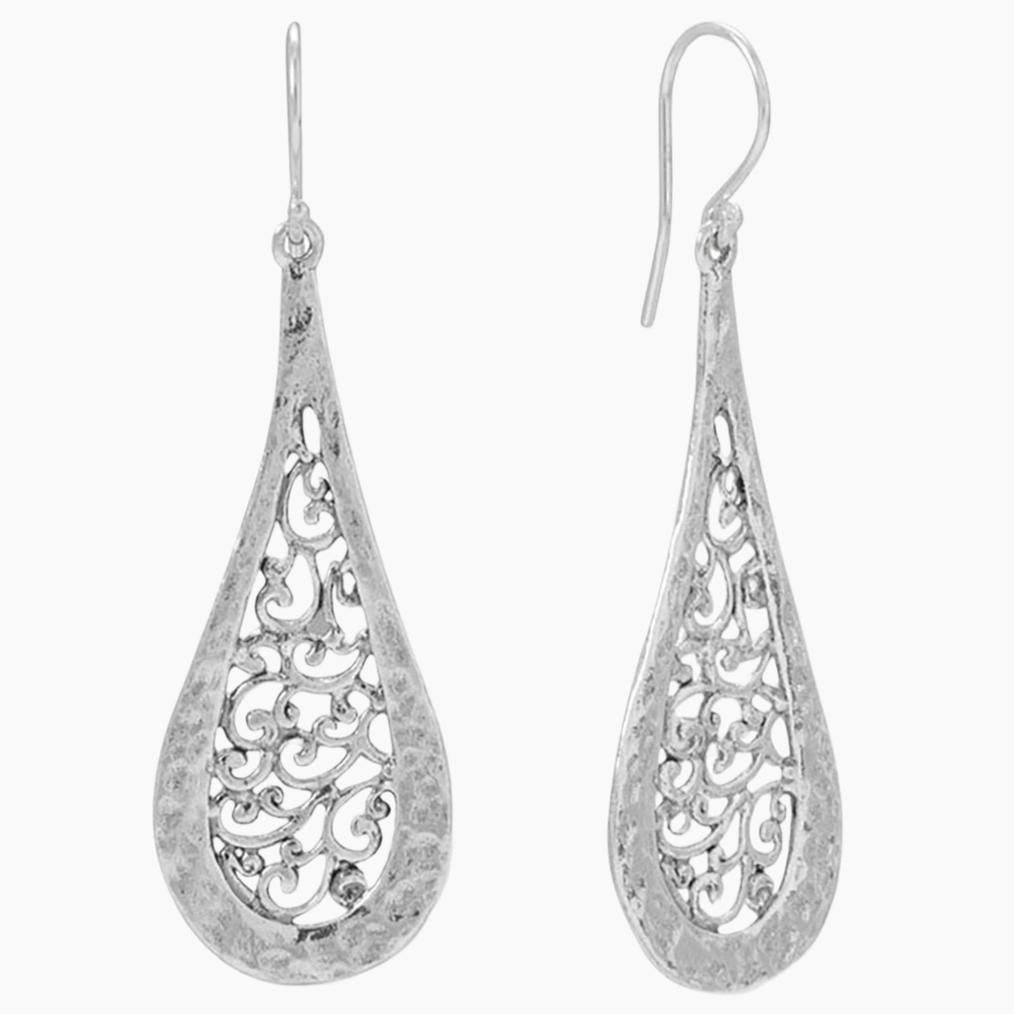 Hammered Filigree Design Earrings