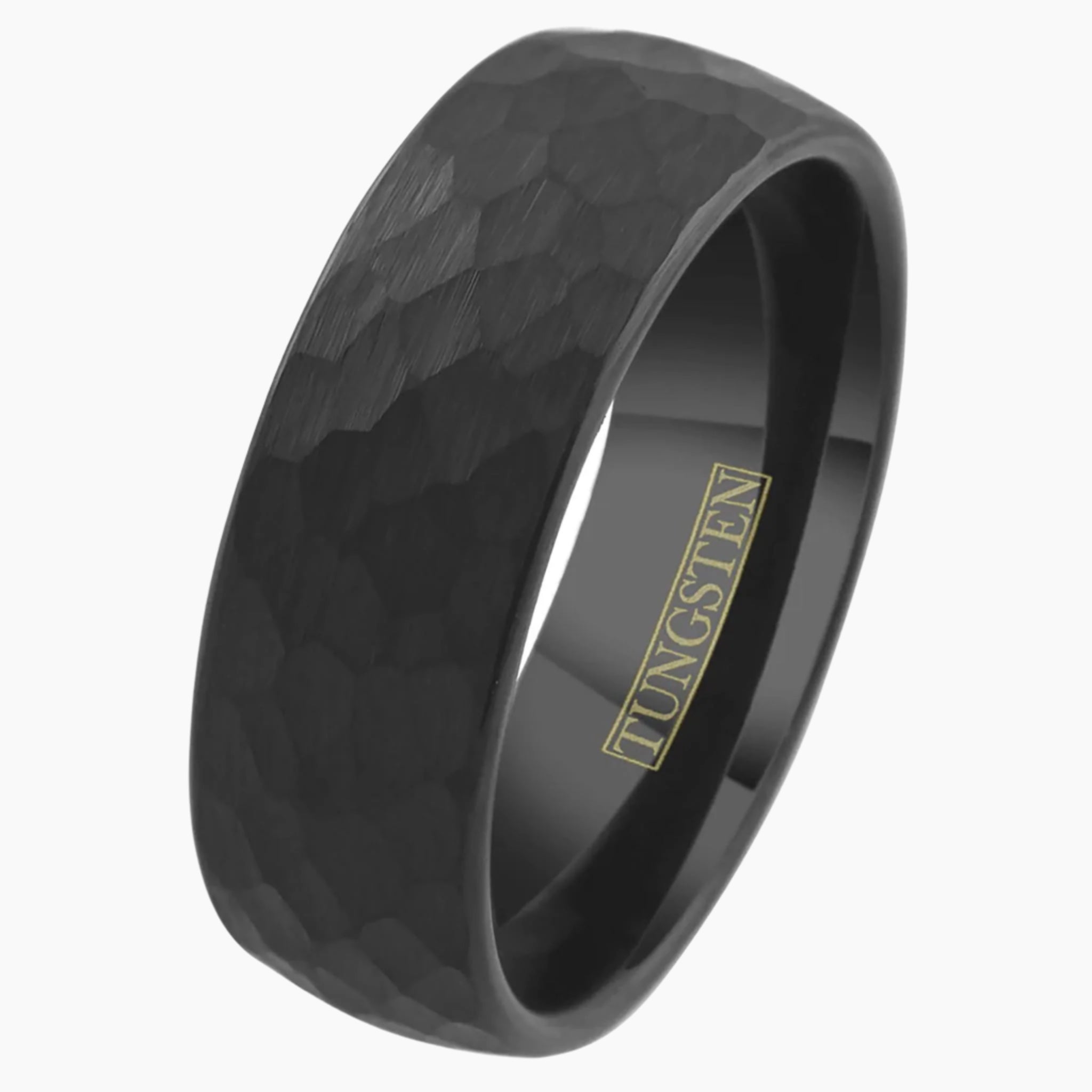 Hammered Finish Black Tungsten Ring