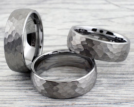 Hammered Finish Silver Tungsten Ring Example