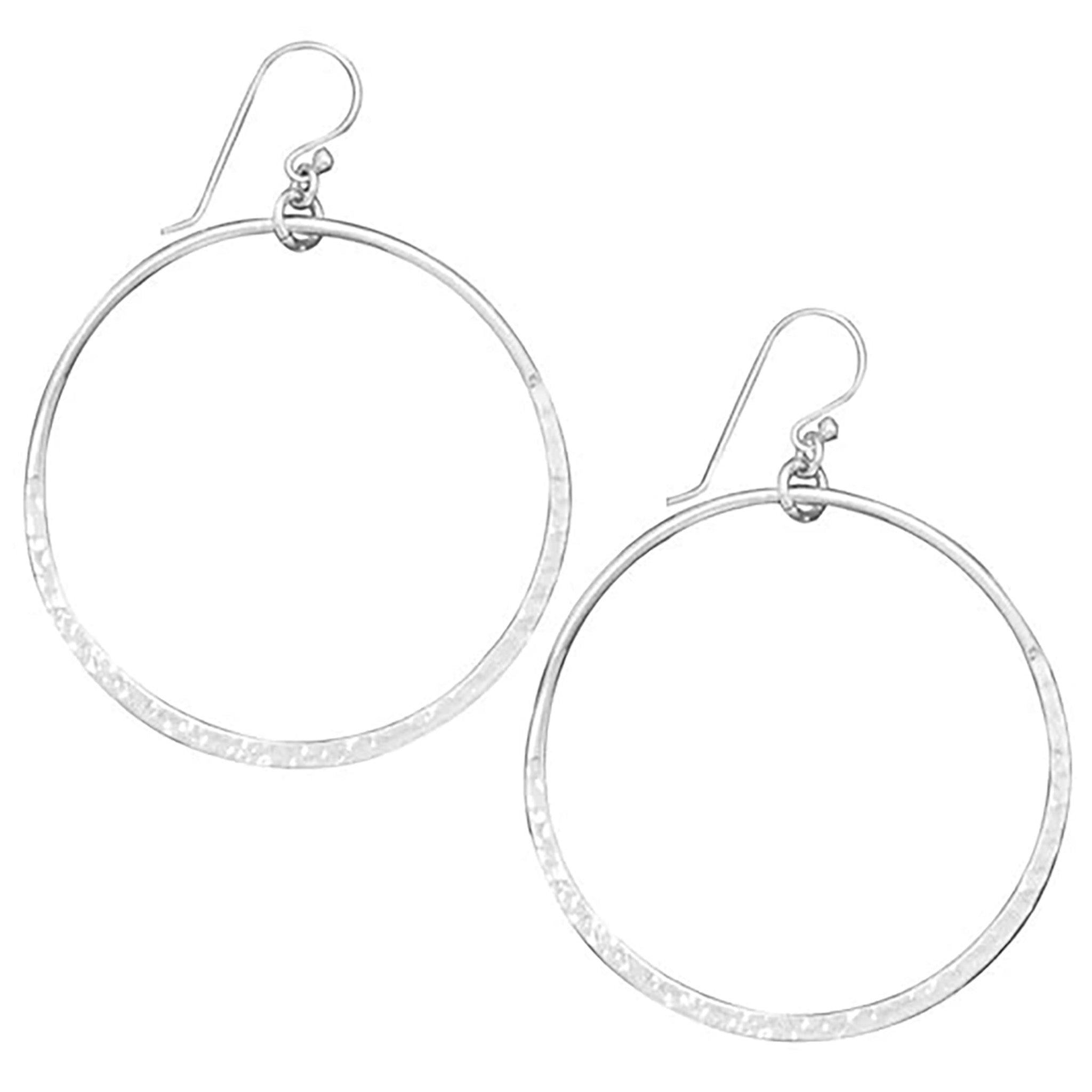 Hammered French Wire Hoop Earrings