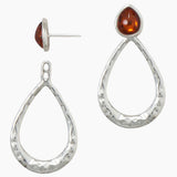 Hammered Silver Amber Earrings
