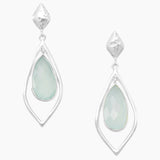 Hammered Silver Chalcedony Earrings