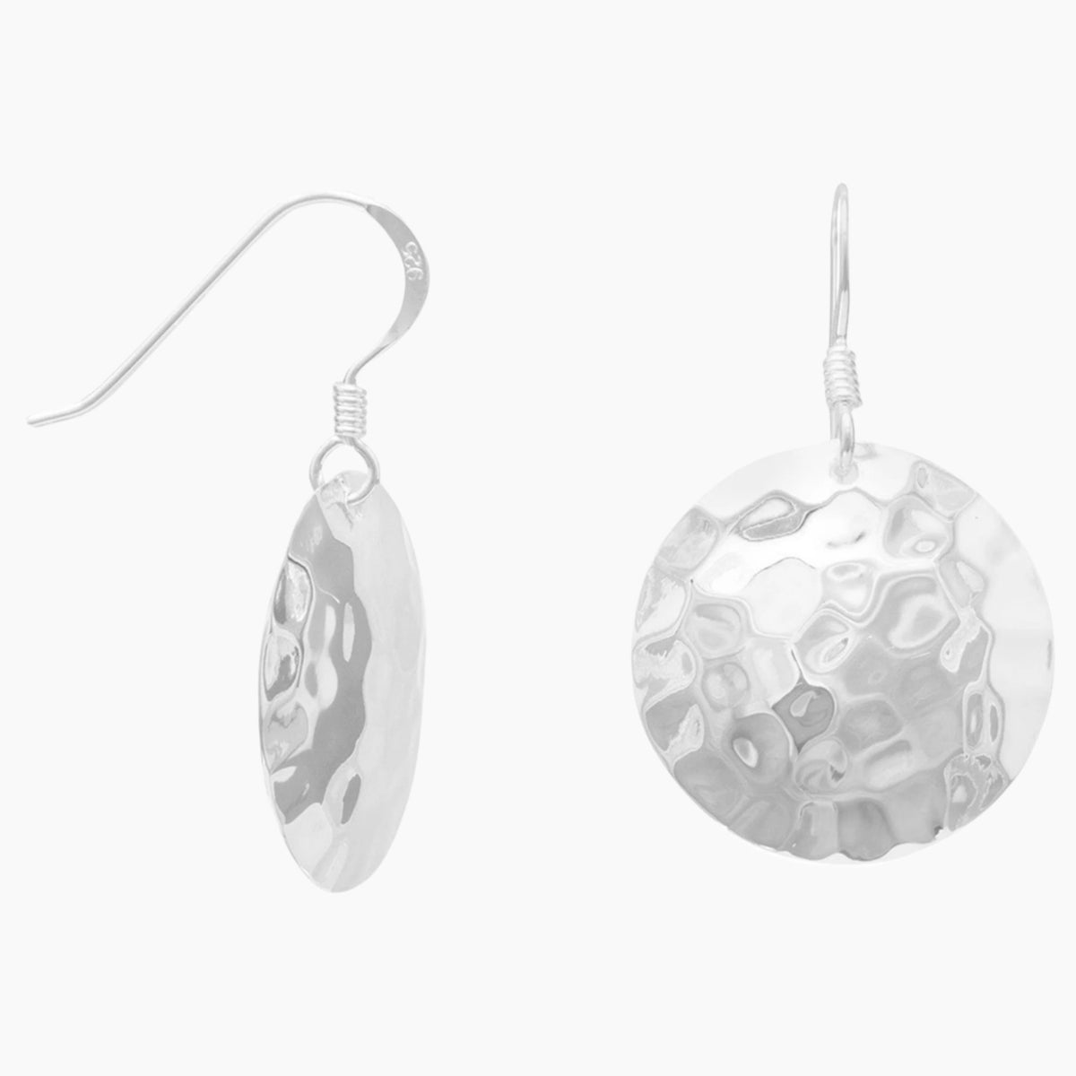 Hammered Silver Disk Earrings