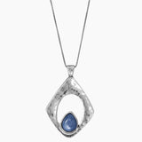 Hammered Silver Kyanite Pendant Necklace
