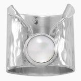 Hammered Silver Mother of Pearl Ring