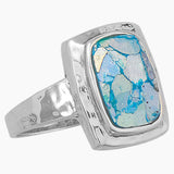 Hammered Silver Roman Glass Ring