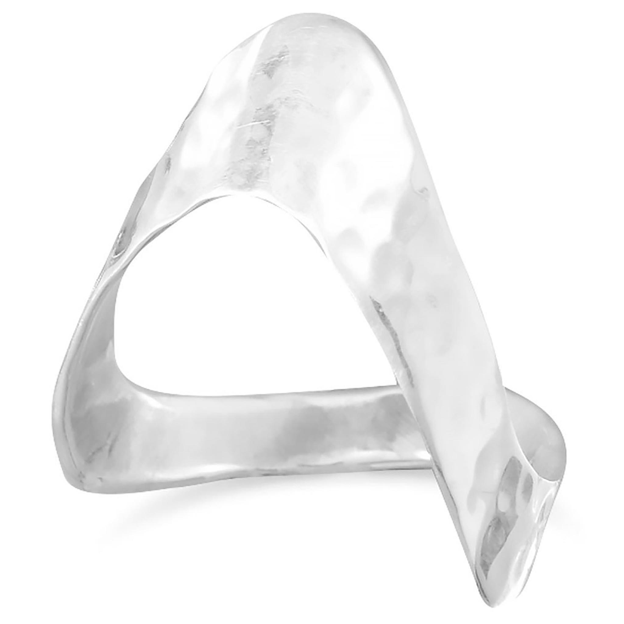 Hammered Silver V Design Ring