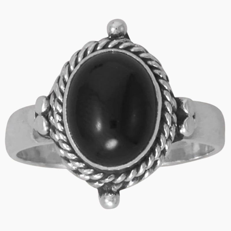 Handmade Rope Edge Black Onyx Ring