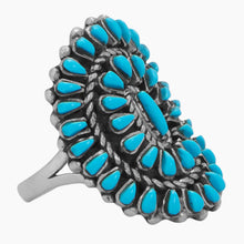 Handmade Sunburst Design Turquoise Ring Side View