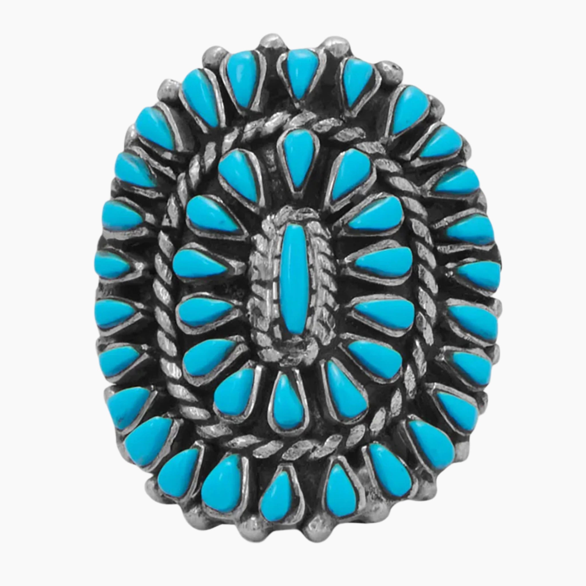 Handmade Sunburst Design Turquoise Ring 