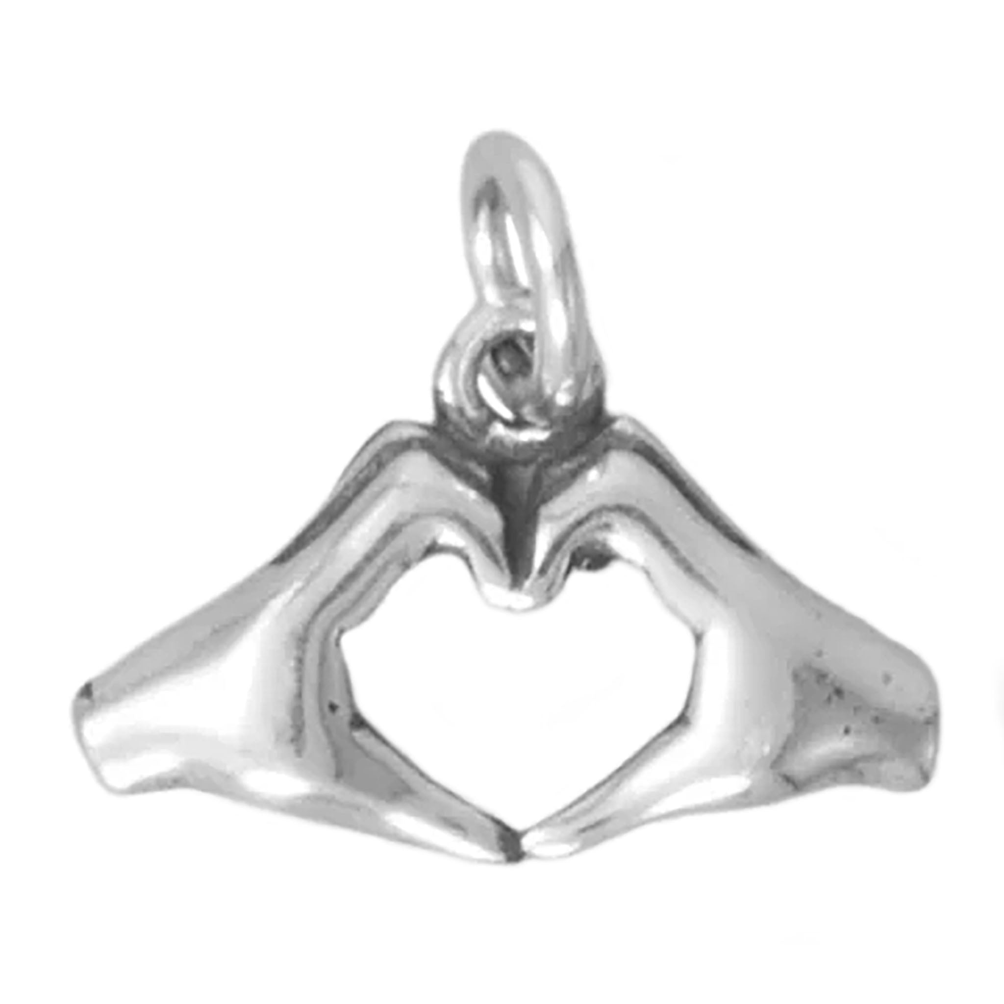 Heart Hands Silver Charm