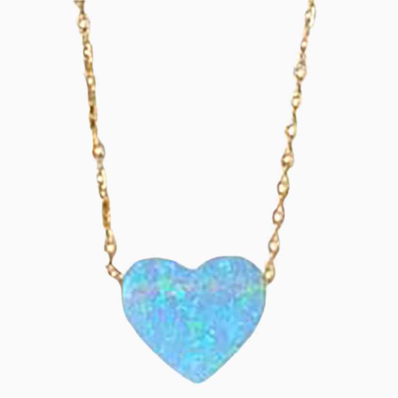 Heart Shape Opal Gold Necklace