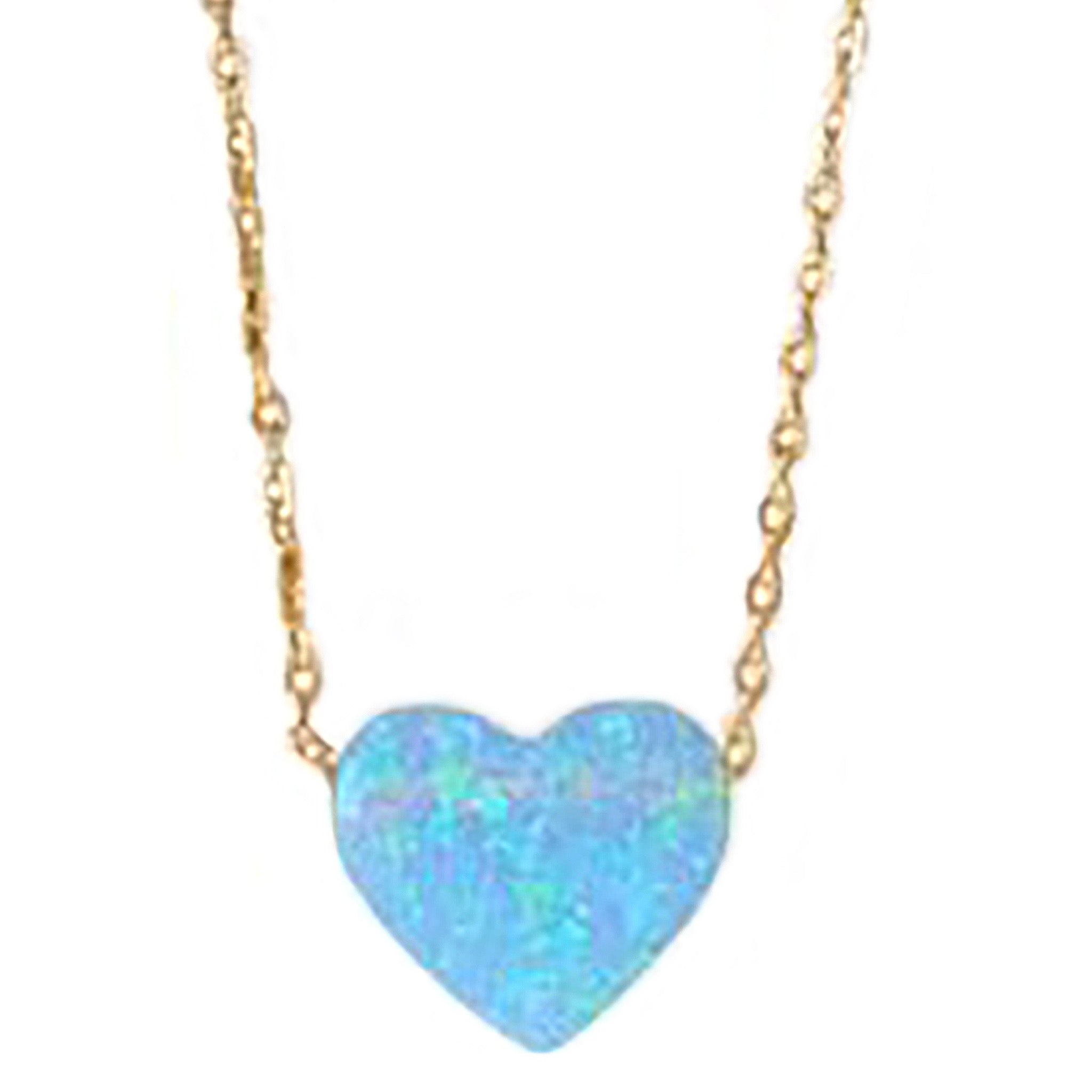 Heart Shape Opal Gold Necklace