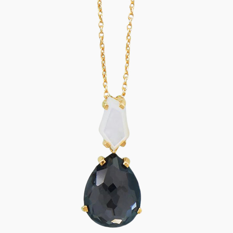 Hematite and Clear Quartz Doublet Necklace