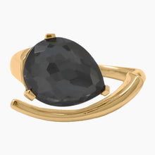 Hematite and Quartz Doublet Gold Ring Top View