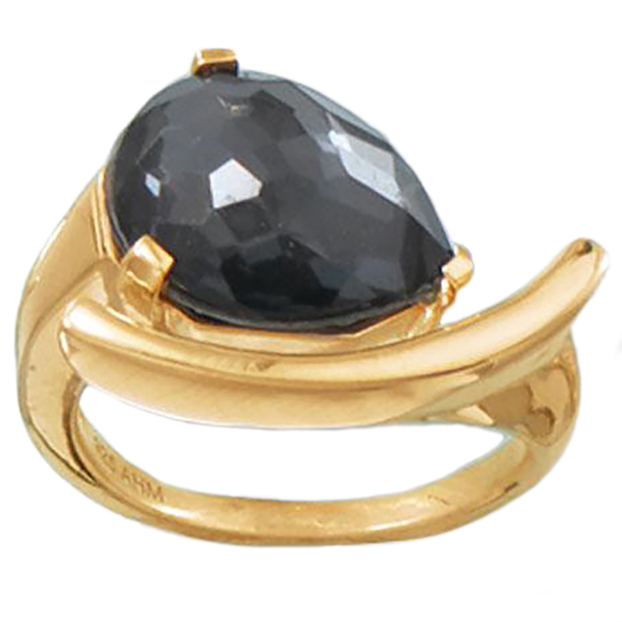 Hematite and Quartz Doublet Gold Ring