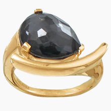 Hematite and Quartz Doublet Gold Ring