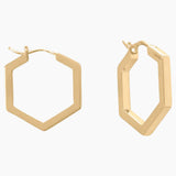 Hexagonal Gold Hoop Earrings