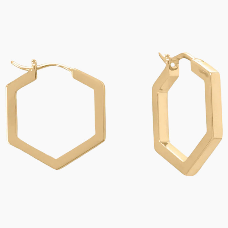 Hexagonal Gold Hoop Earrings