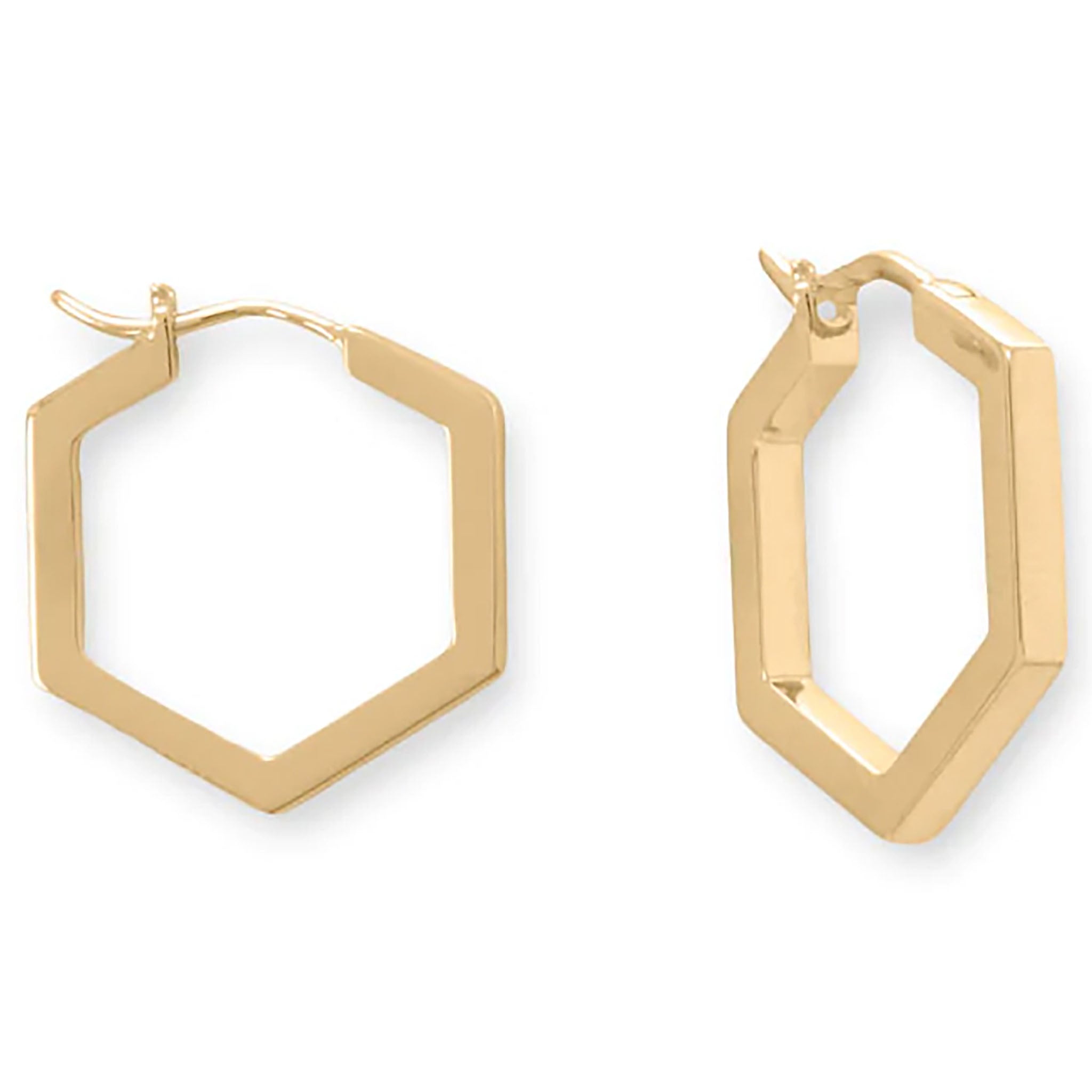 Hexagonal Gold Hoop Earrings