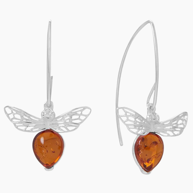 Honey Bee Amber Earrings