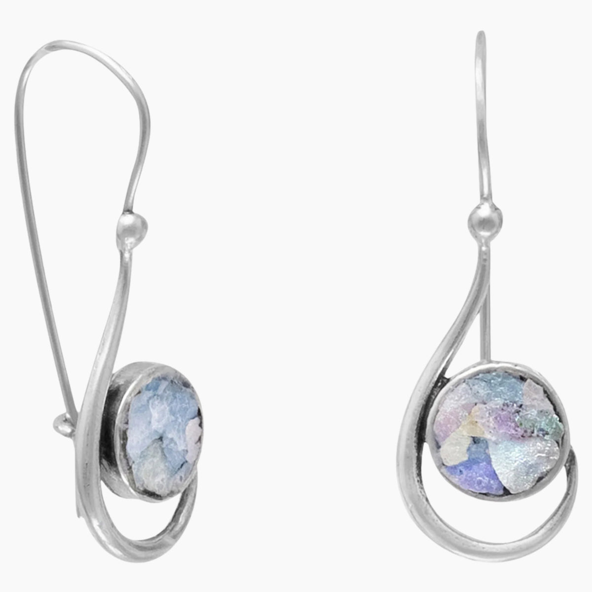 Hook Shape Roman Glass Earrings