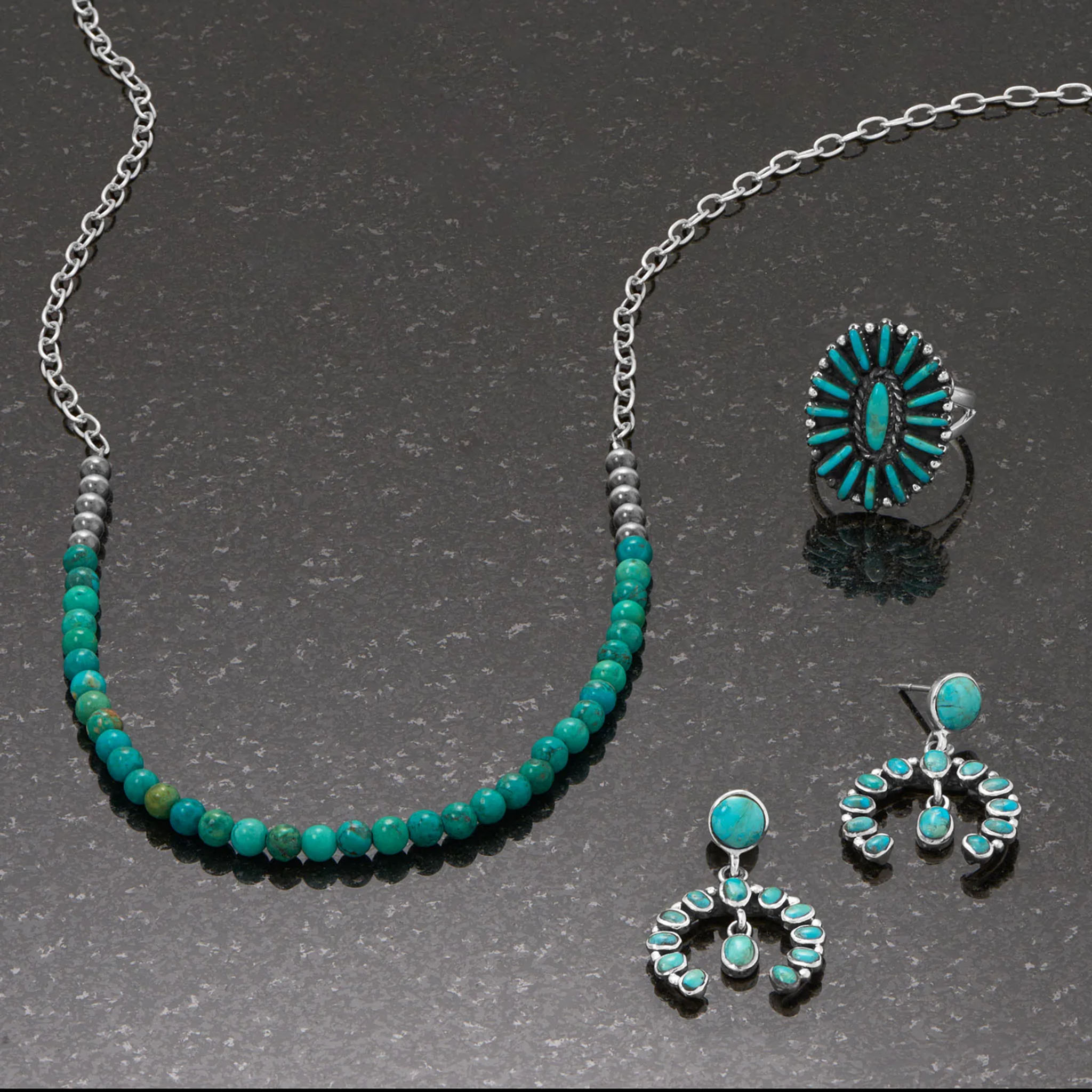 Horseshoe Design Turquoise Drop Earrings Example