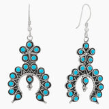 Horseshoe with Flower Design Turquoise Earrings